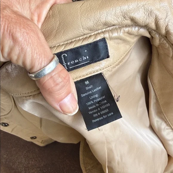 Frenchi Beige genuine Leather shirt Jacket shacket size small - Picture 3 of 11